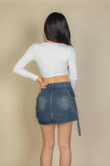 Solid Rib Knit Square Neck Long Sleeve Top | Mixtshop LLC