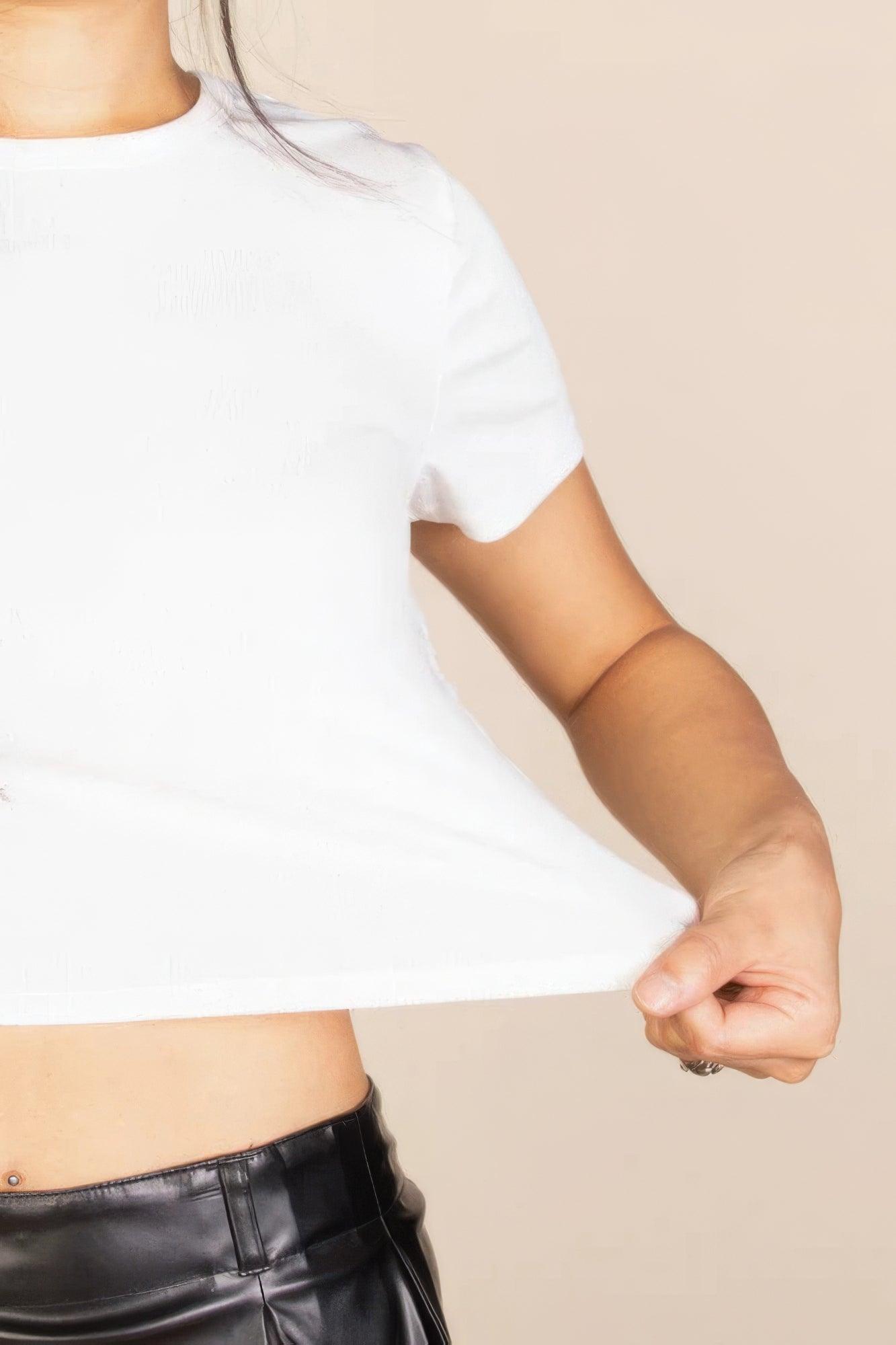 Basic Short Sleeve Ribbed Round Neck Top | Mixtshop LLC