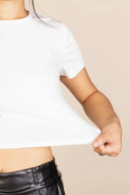 Basic Short Sleeve Ribbed Round Neck Top | Mixtshop LLC
