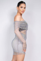 Shirred Off-shoulder Fishnet Top | Mixtshop LLC
