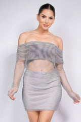 Shirred Off-shoulder Fishnet Top | Mixtshop LLC