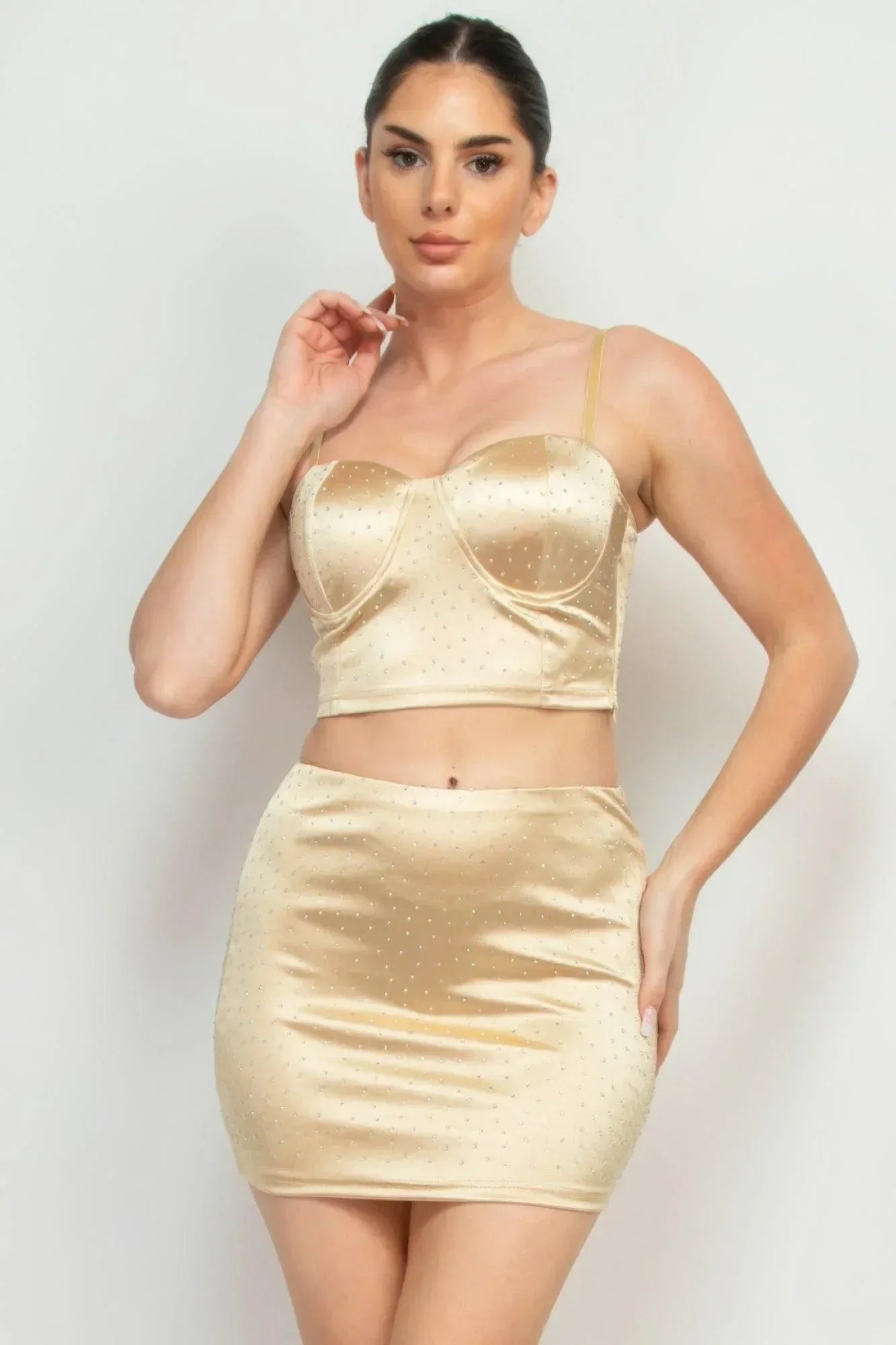 Sweetheart Bustier Rhinestones Crop Top | Mixtshop LLC