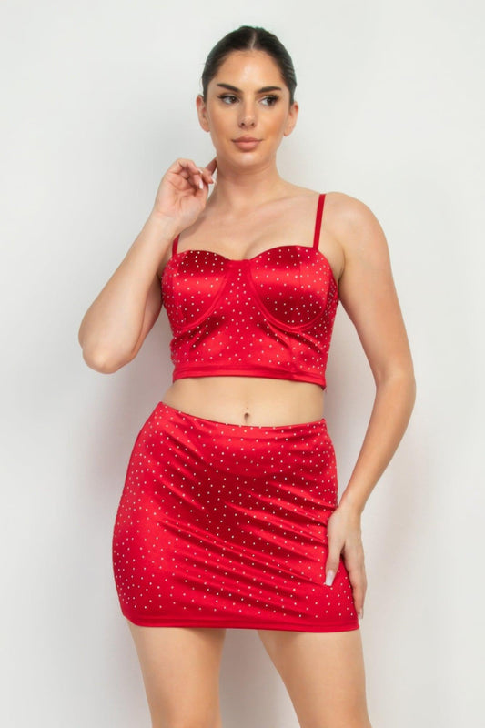 Sweetheart Bustier Rhinestones Crop Top | Mixtshop LLC
