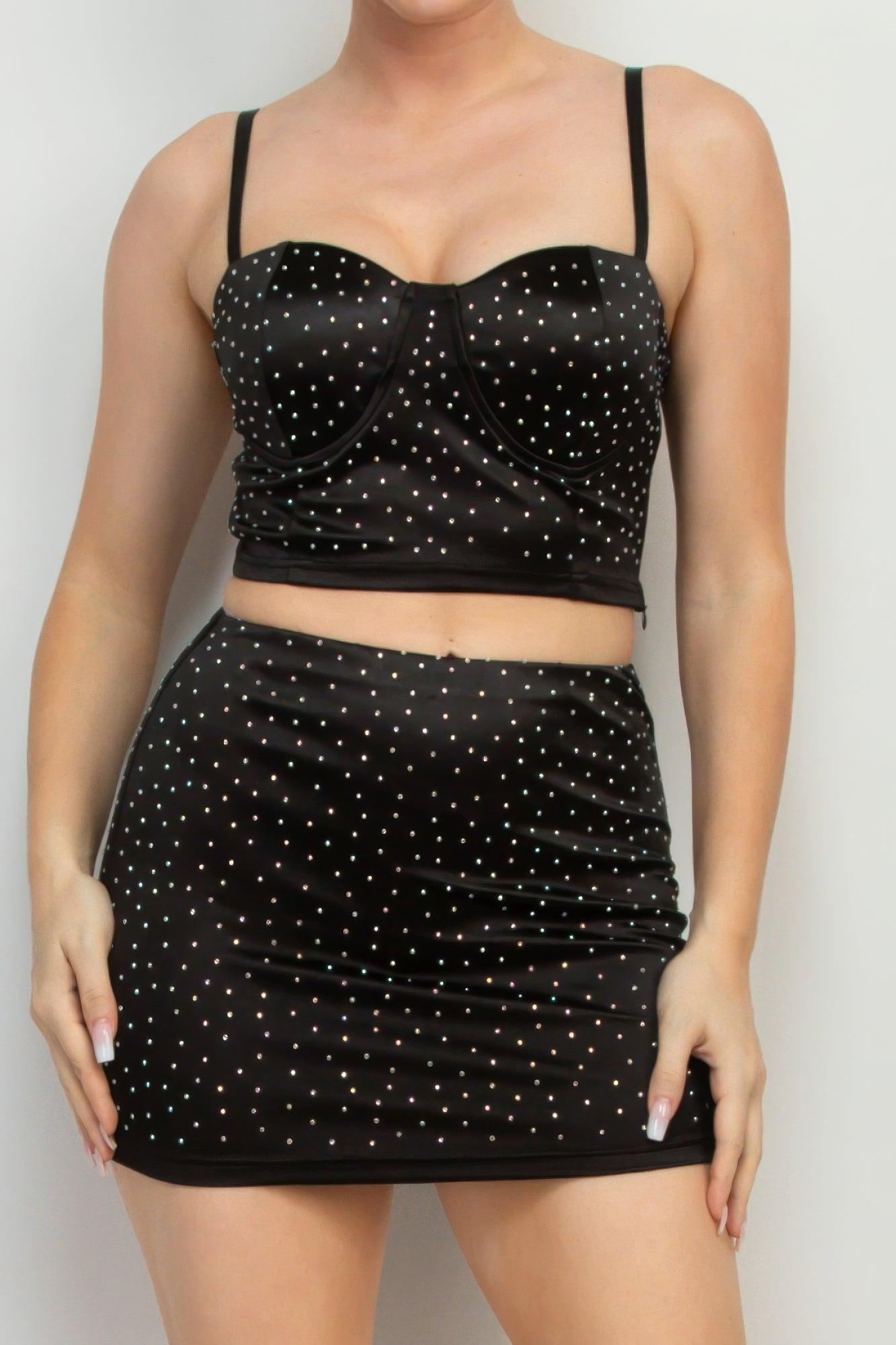 Sweetheart Bustier Rhinestones Crop Top | Mixtshop LLC