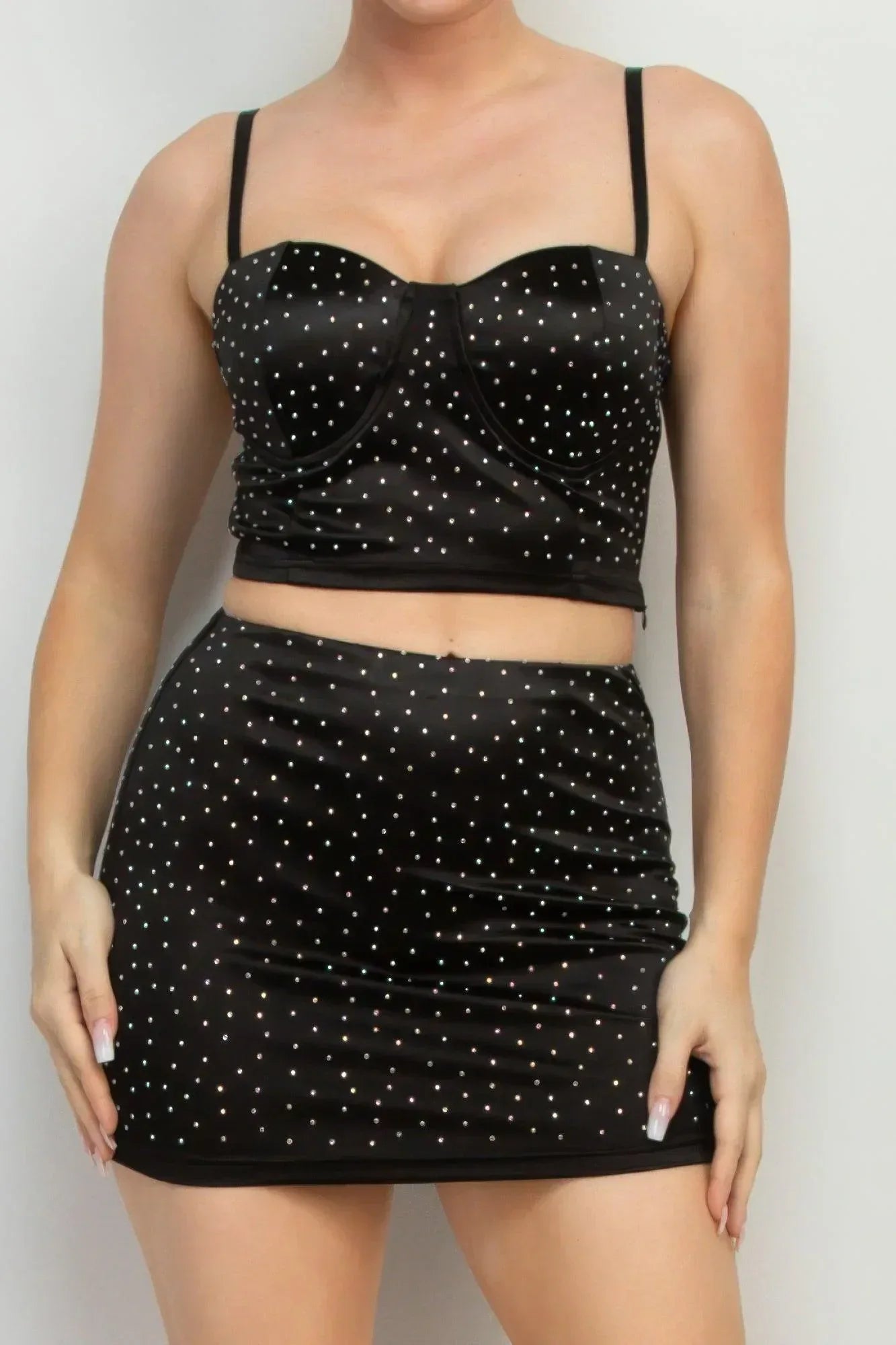 Sweetheart Bustier Rhinestones Crop Top | Mixtshop LLC