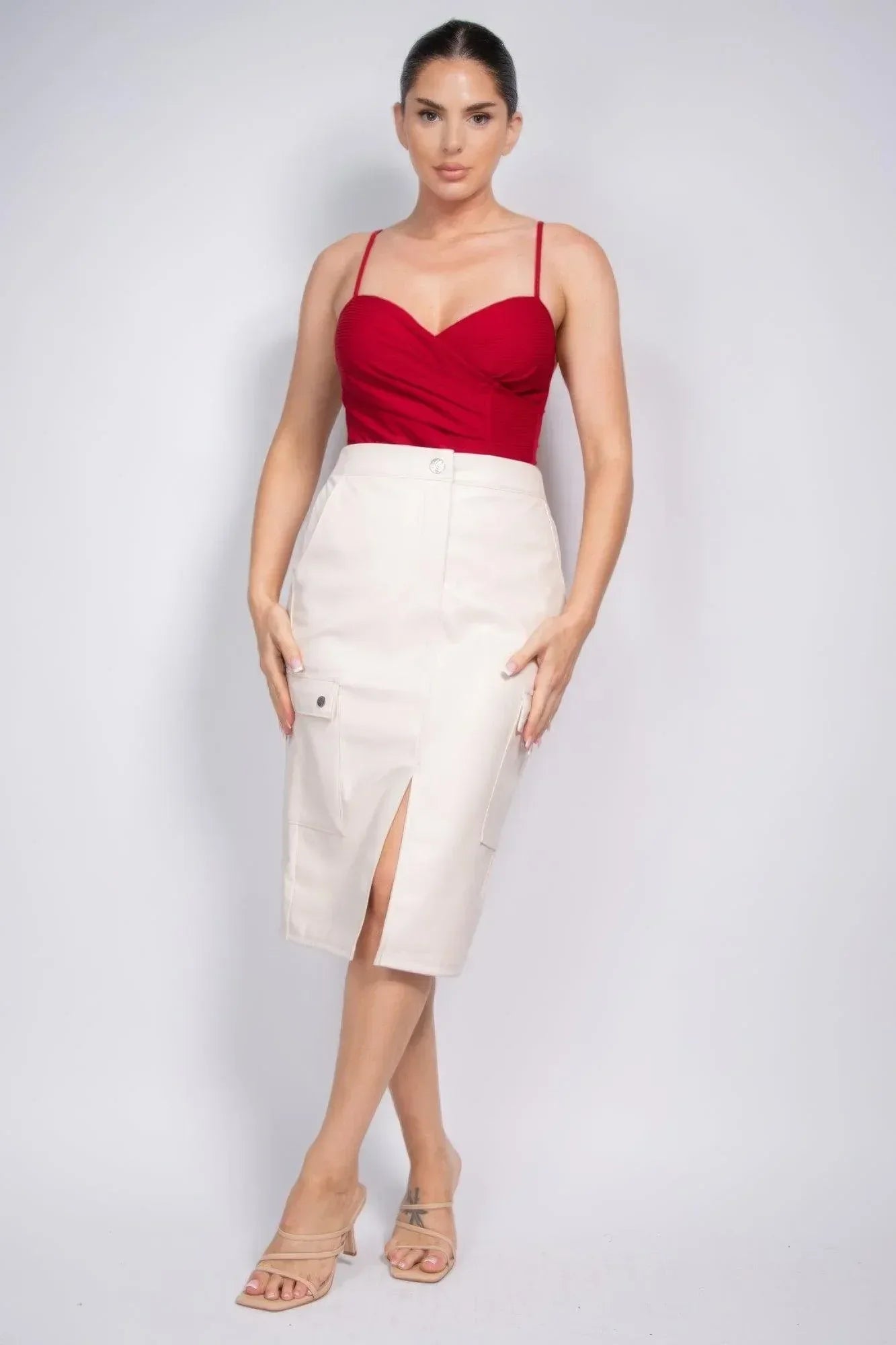 Faux Leather High-rise Cargo Skirt | Mixtshop LLC