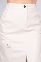 Faux Leather High-rise Cargo Skirt | Mixtshop LLC