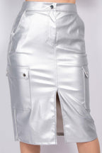 Faux Leather High-rise Cargo Skirt | Mixtshop LLC