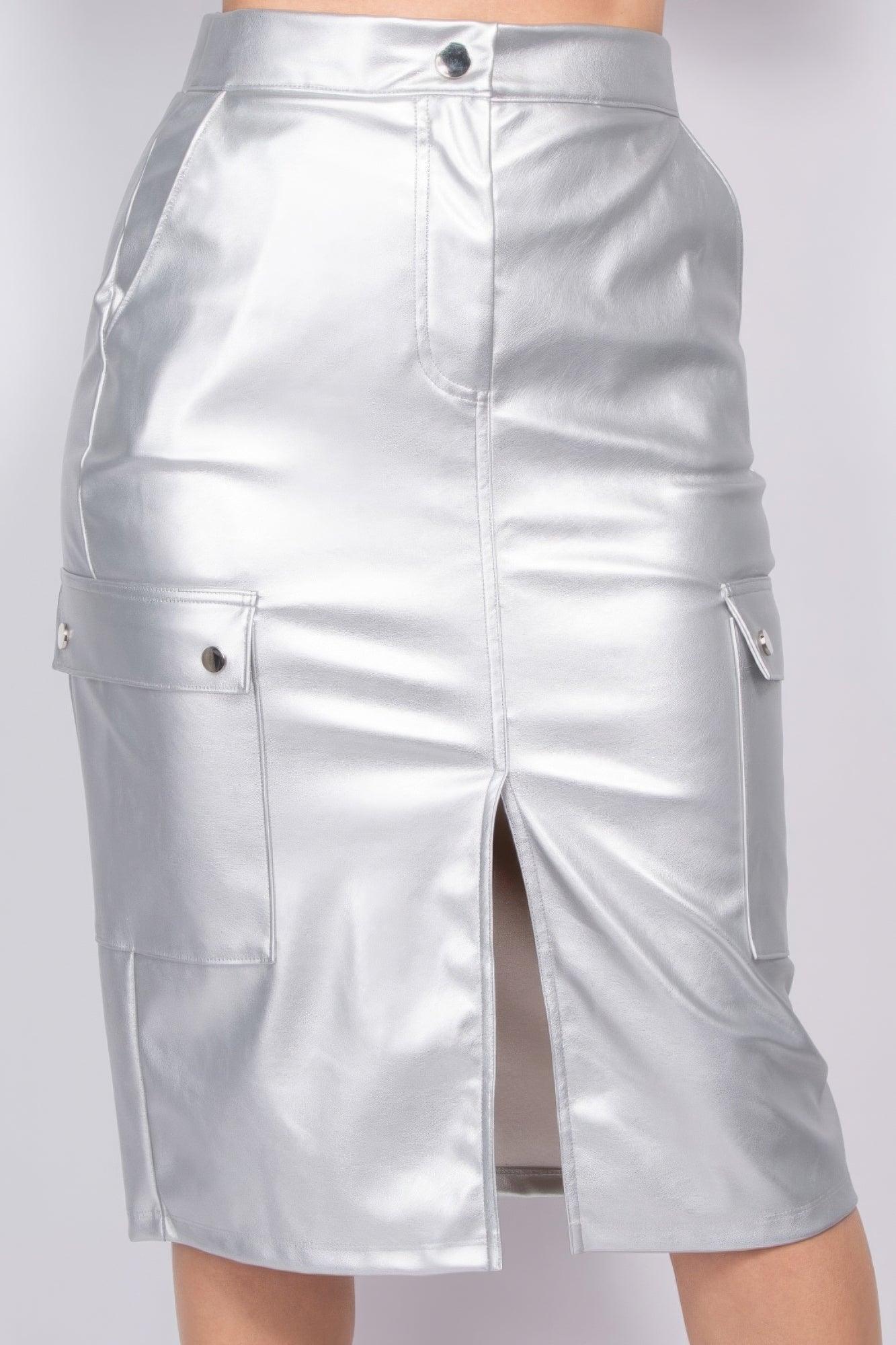 Faux Leather High-rise Cargo Skirt | Mixtshop LLC