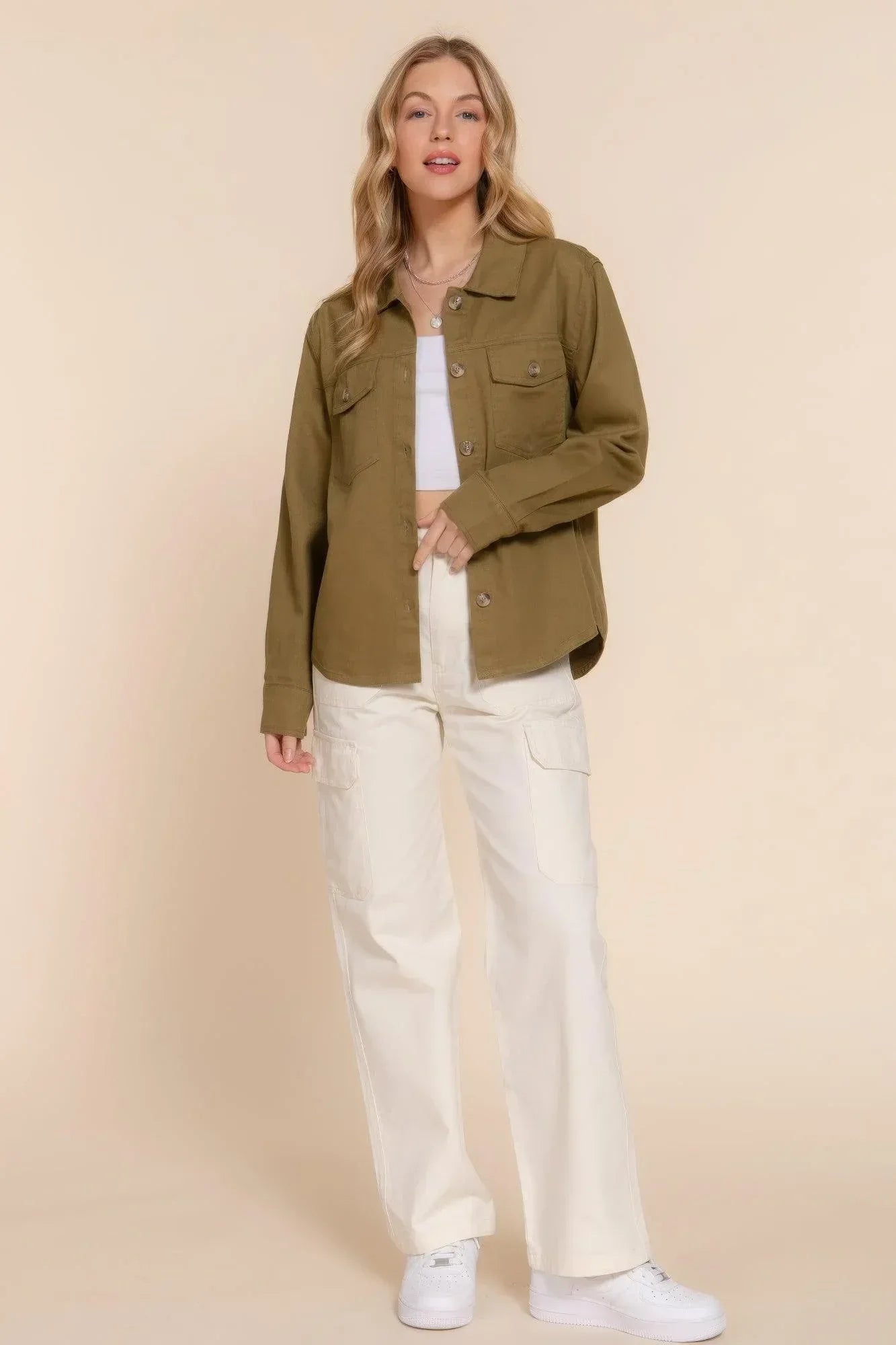 Button Down Cotton Denim Shacket Secondary image