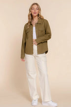 Button Down Cotton Denim Shacket | Mixtshop LLC