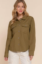 Button Down Cotton Denim Shacket | Mixtshop LLC