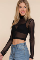 Long Sleeve Mock Neck Mesh Top | Mixtshop LLC
