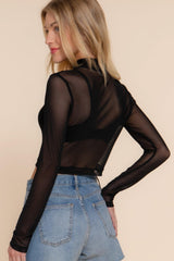 Long Sleeve Mock Neck Mesh Top | Mixtshop LLC