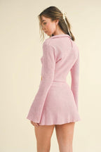 Waffle Knit Bell Sleeve Top And Skirt Set | Mixtshop LLC