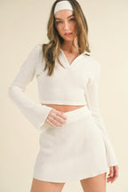 Waffle Knit Bell Sleeve Top And Skirt Set | Mixtshop LLC