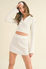 Waffle Knit Bell Sleeve Top And Skirt Set | Mixtshop LLC