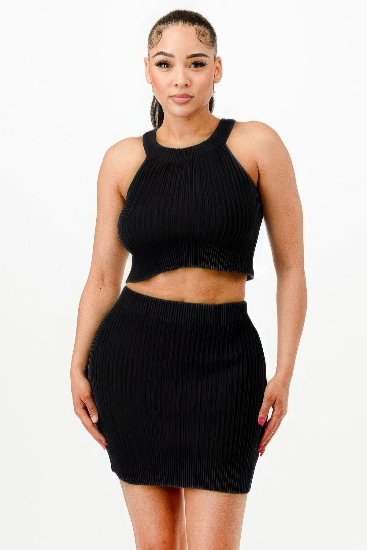 Halter Neck Tank Top And Bodycon Mini Skirt Set | Mixtshop LLC