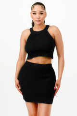 Halter Neck Tank Top And Bodycon Mini Skirt Set | Mixtshop LLC