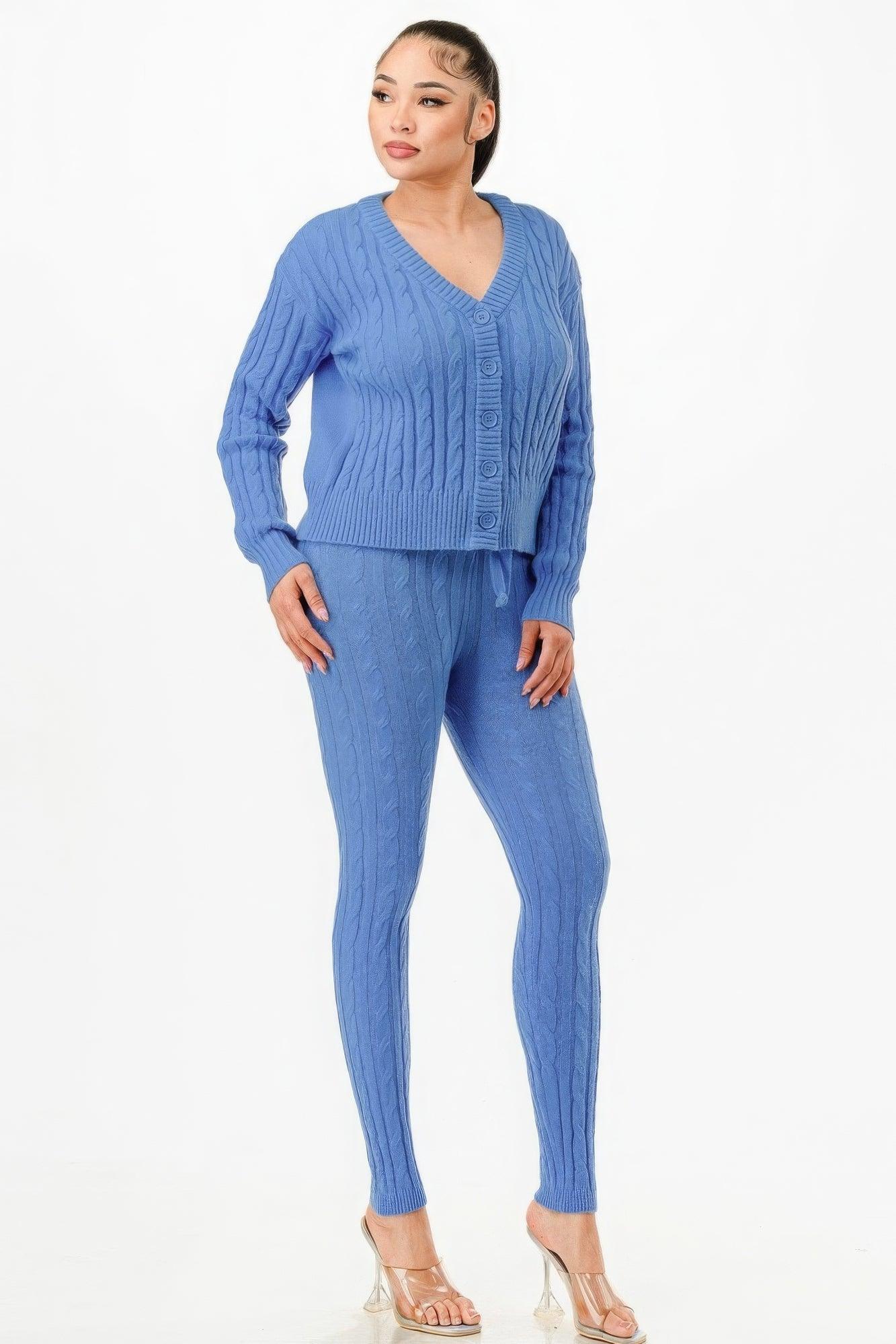Cable Sweater Cardigan 2pc Set | Mixtshop LLC