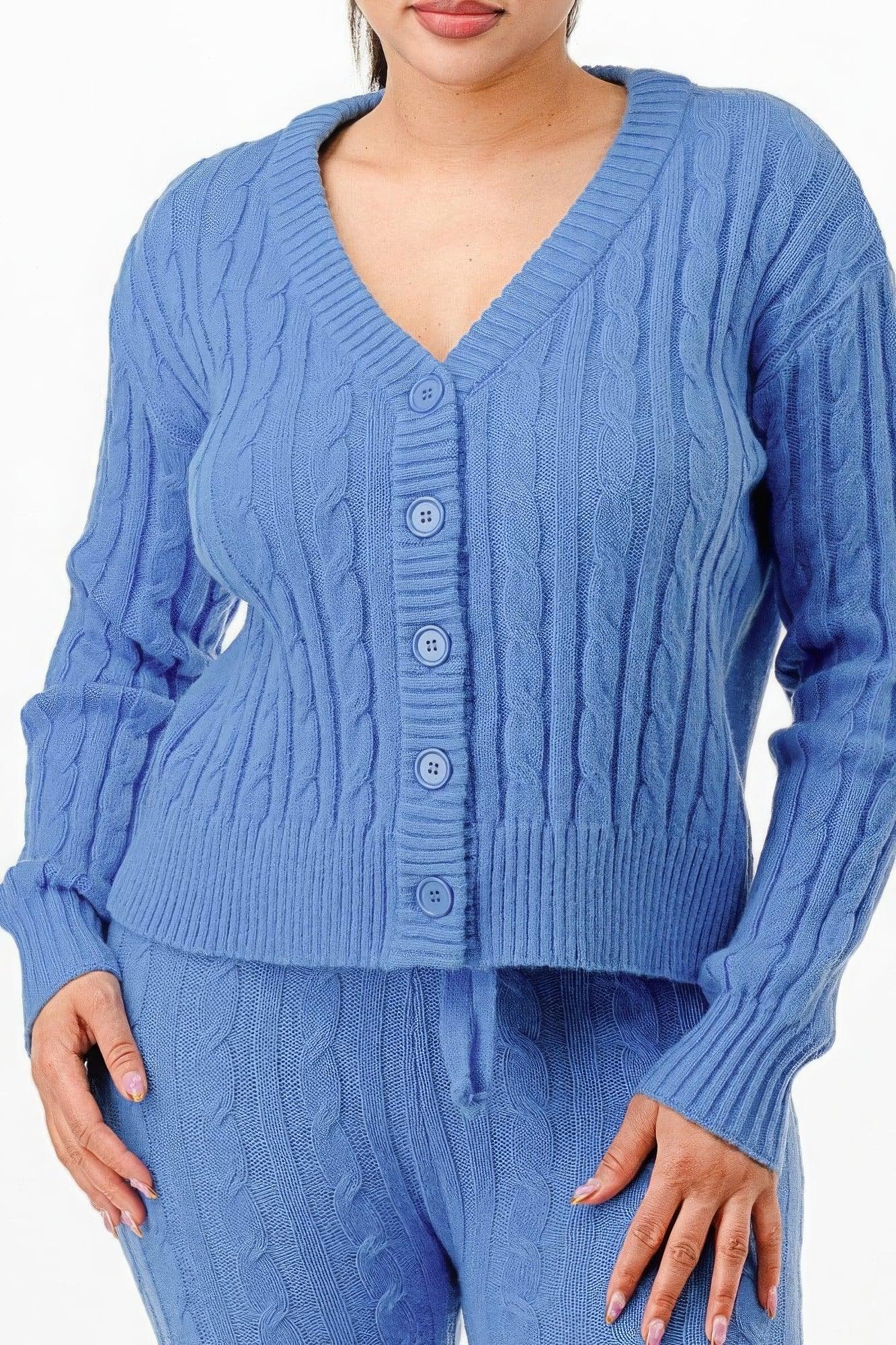Cable Sweater Cardigan 2pc Set | Mixtshop LLC