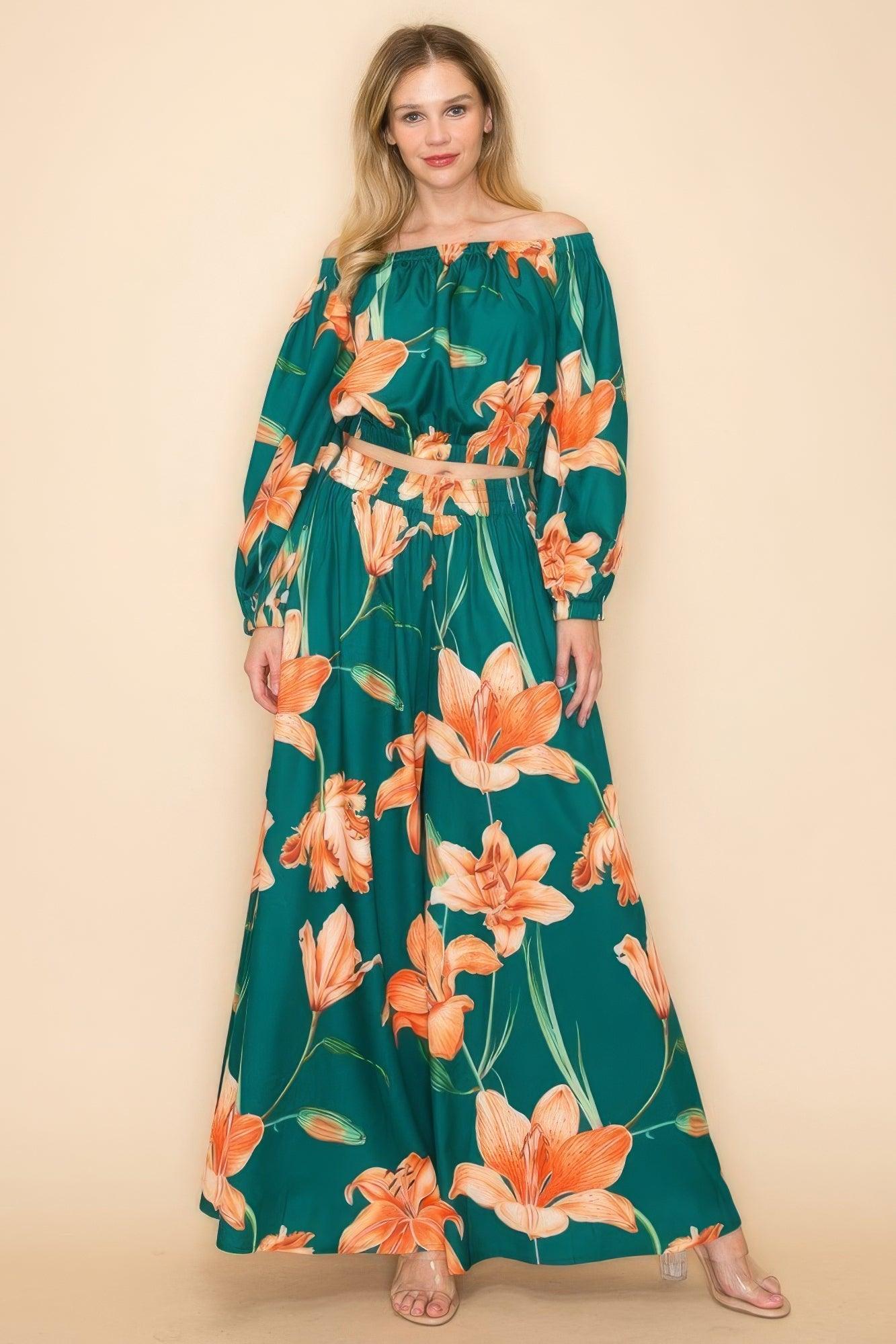 Off Shoulder Top And Wide Pants Set | Mixtshop LLC