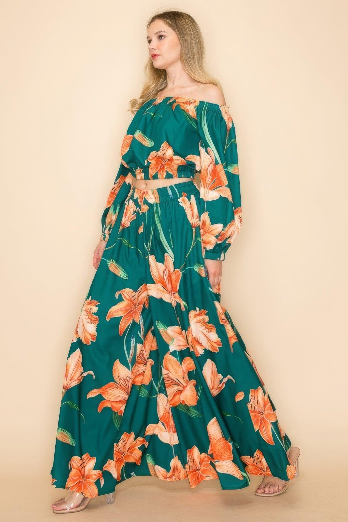 Off Shoulder Top And Wide Pants Set | Mixtshop LLC