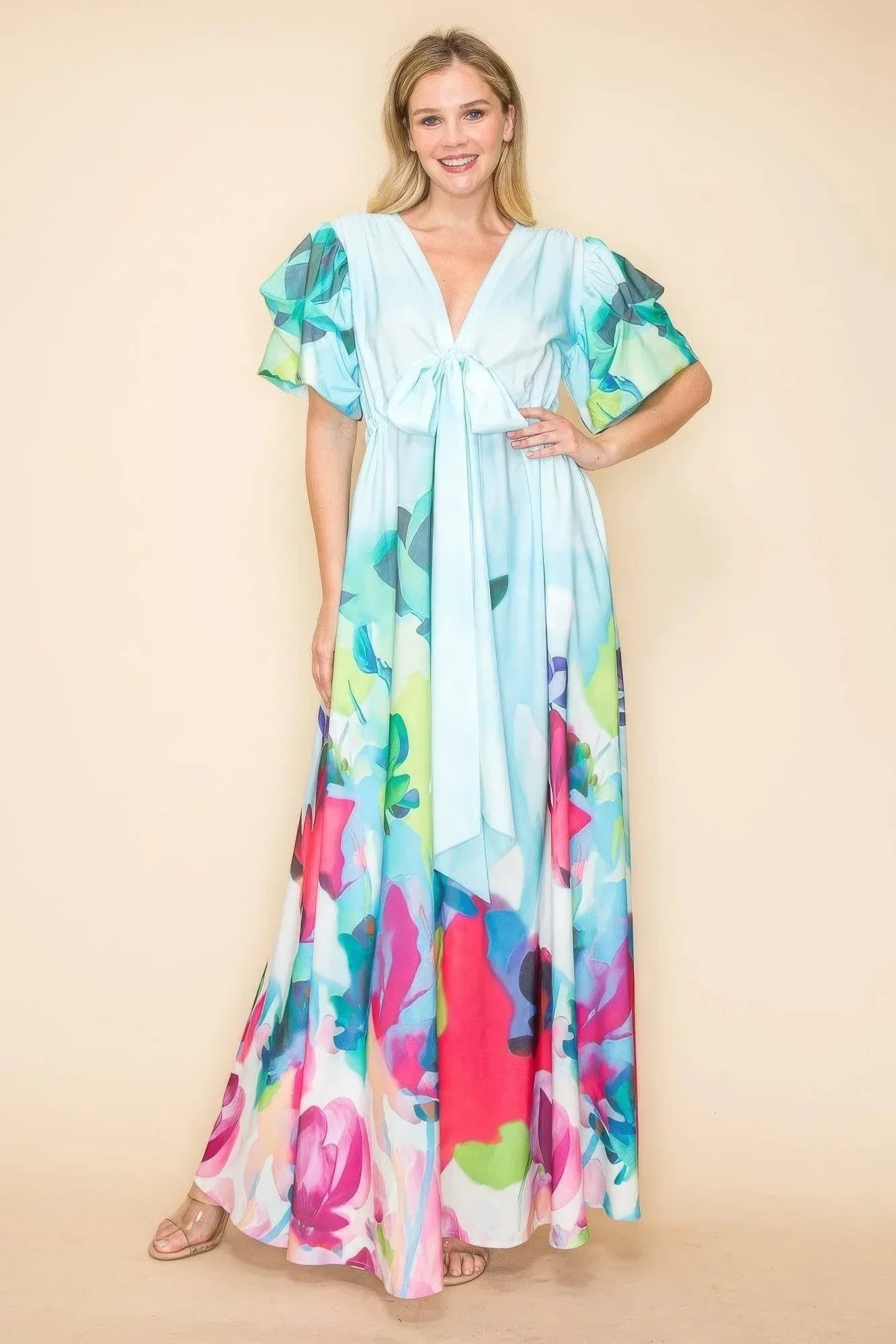 Printed V Neck Maxi Dress Secondary image