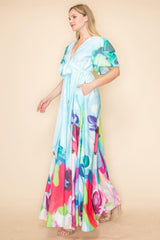 Printed V Neck Maxi Dress | Mixtshop LLC