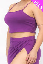 Plus Size Crop Cami & Split Thigh Maxi Skirt Set | Mixtshop LLC