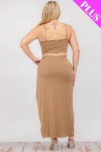 Plus Size Crop Cami & Split Thigh Maxi Skirt Set | Mixtshop LLC