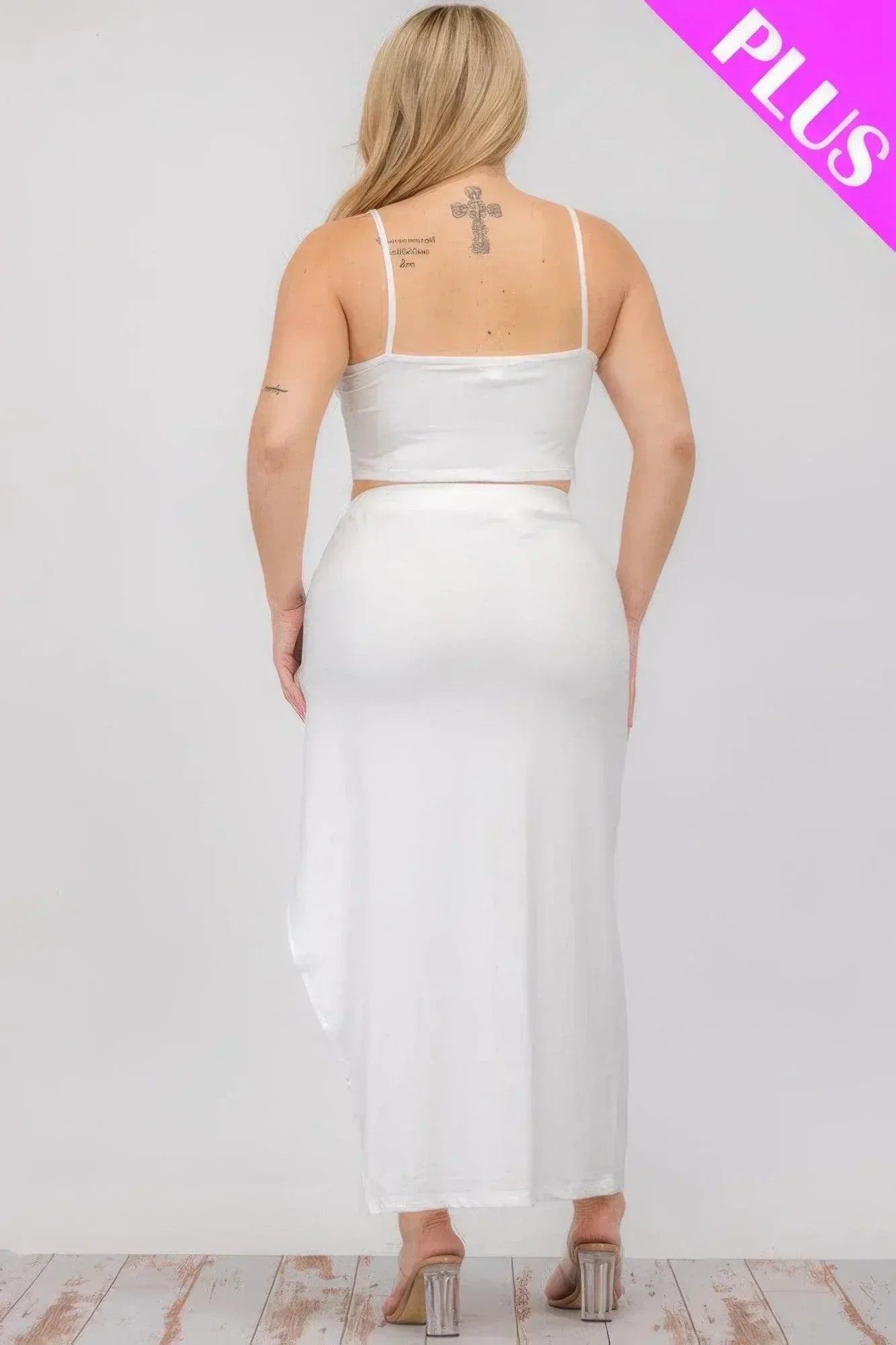 Plus Size Crop Cami & Split Thigh Maxi Skirt Set | Mixtshop LLC
