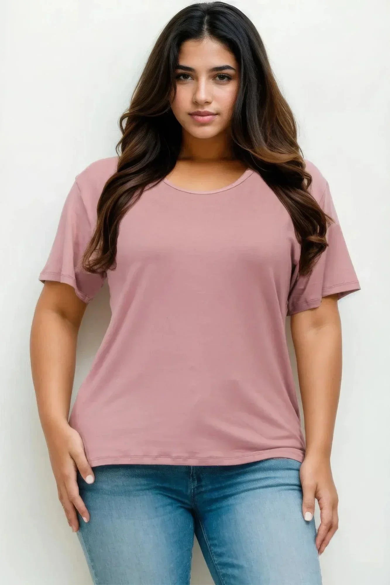 Plus Size Basic Short Sleeve T-shirt | Mixtshop LLC Main image