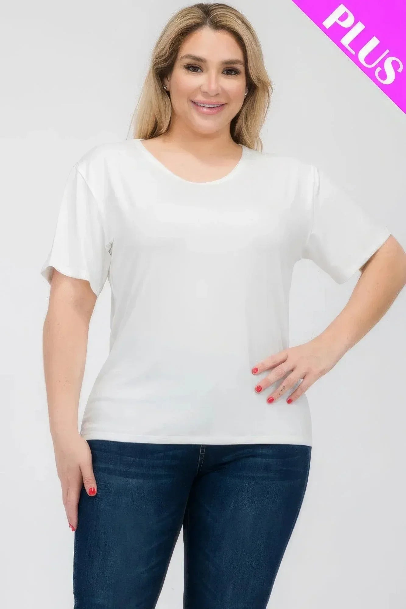 Plus Size Basic Short Sleeve T-shirt | Mixtshop LLC Main image