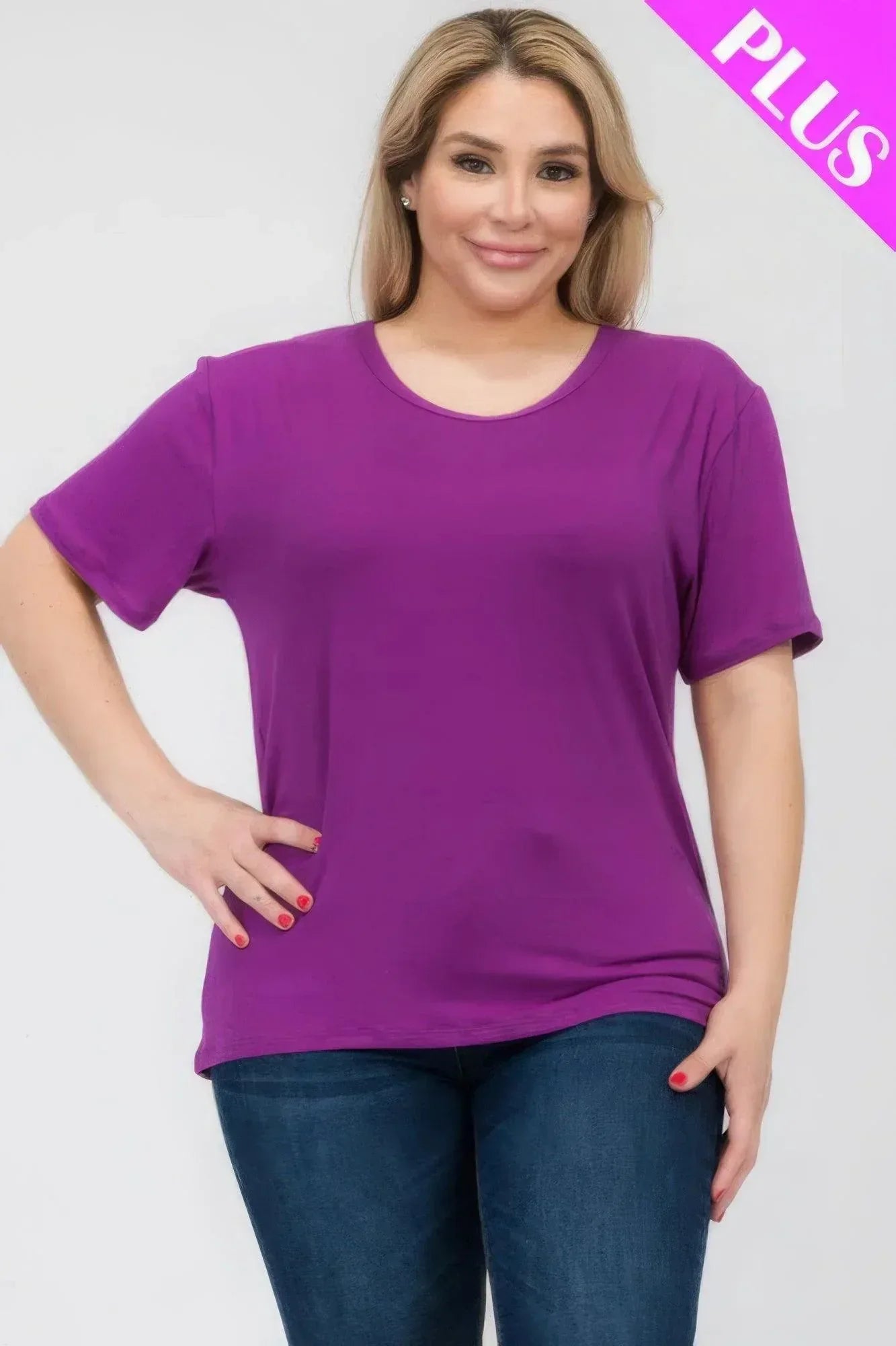 Plus Size Basic Short Sleeve T-shirt | Mixtshop LLC Main image