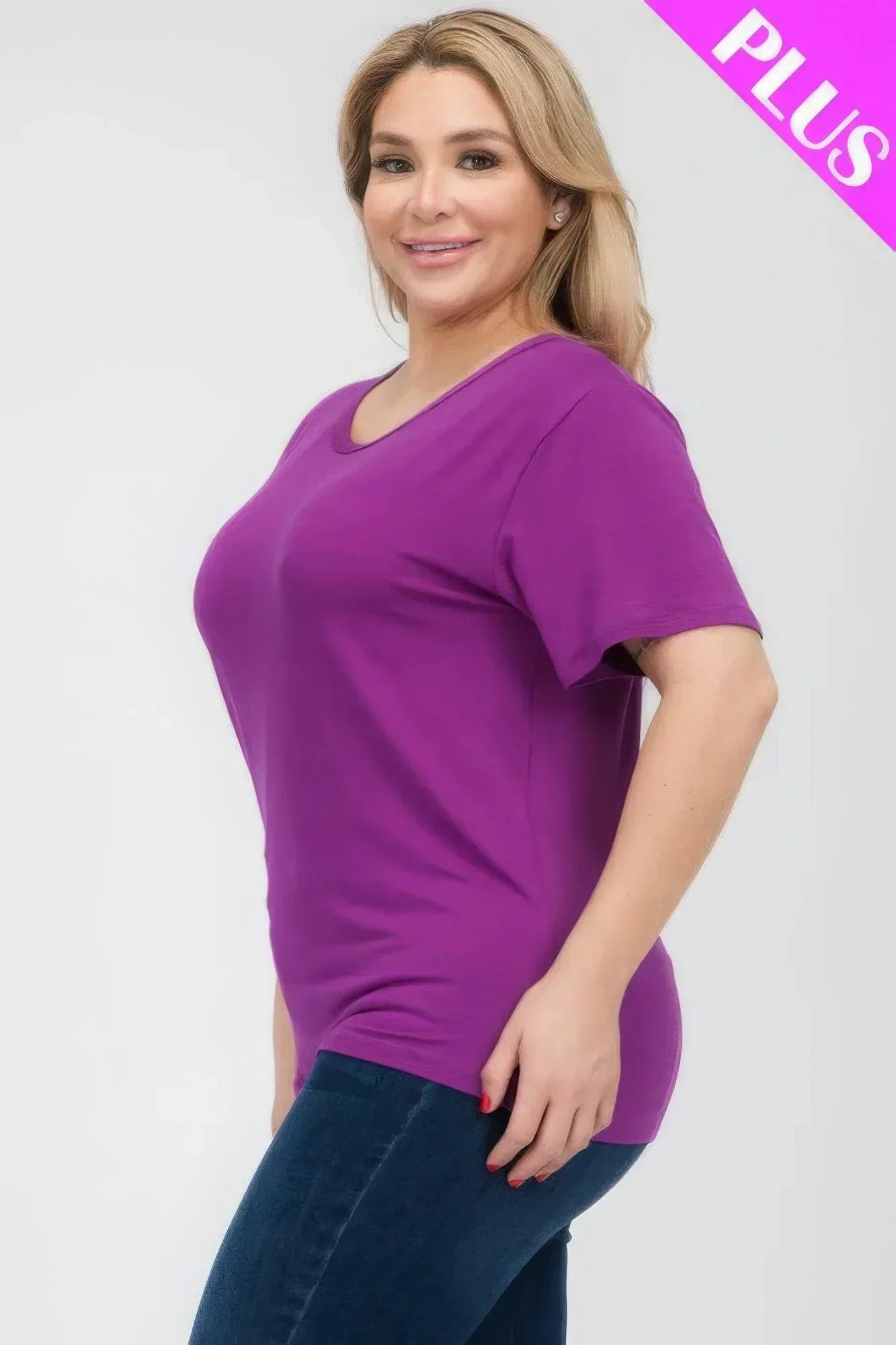 Plus Size Basic Short Sleeve T-shirt | Mixtshop LLC