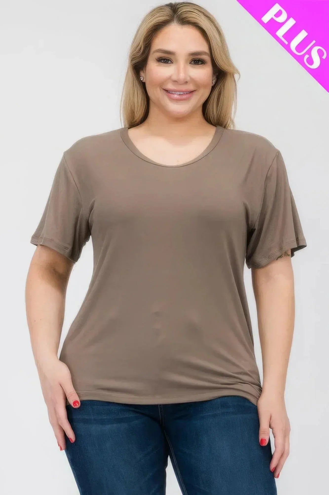 Plus Size Basic Short Sleeve T-shirt | Mixtshop LLC Main image