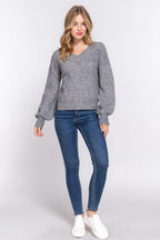 Long Slv Double V-neck Sweater | Mixtshop LLC