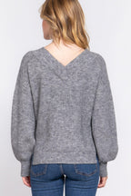 Long Slv Double V-neck Sweater | Mixtshop LLC