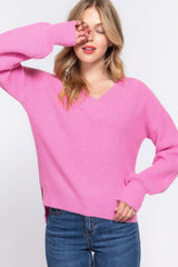 Long Slv Double V-neck Sweater | Mixtshop LLC