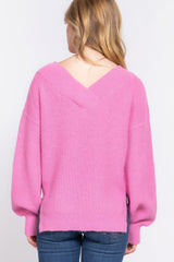 Long Slv Double V-neck Sweater | Mixtshop LLC
