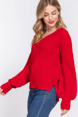 Long Slv Double V-neck Sweater | Mixtshop LLC