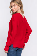 Long Slv Double V-neck Sweater | Mixtshop LLC