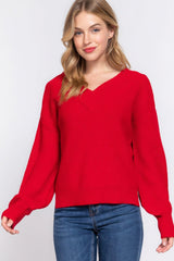 Long Slv Double V-neck Sweater | Mixtshop LLC