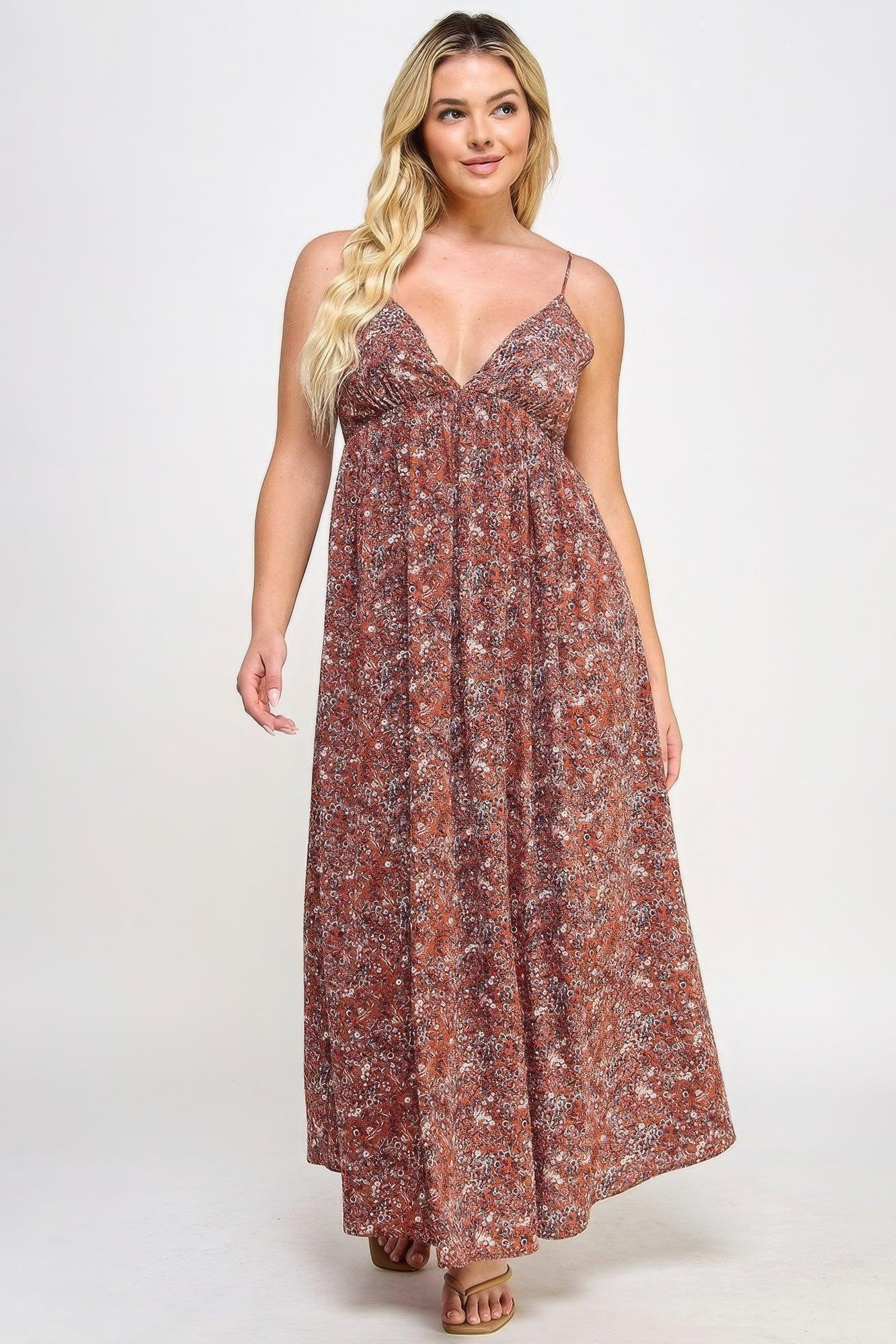 Floral Maxi Dress With Tie Back | Mixtshop LLC Main image