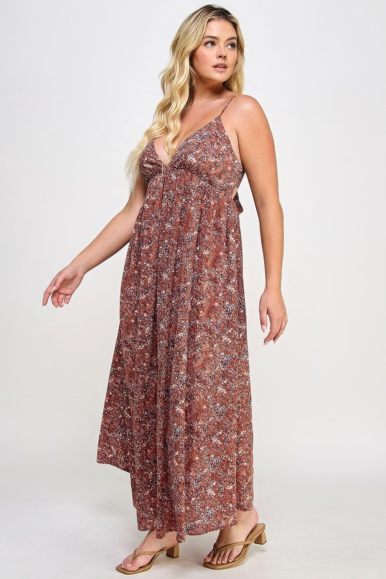Floral Maxi Dress With Tie Back | Mixtshop LLC