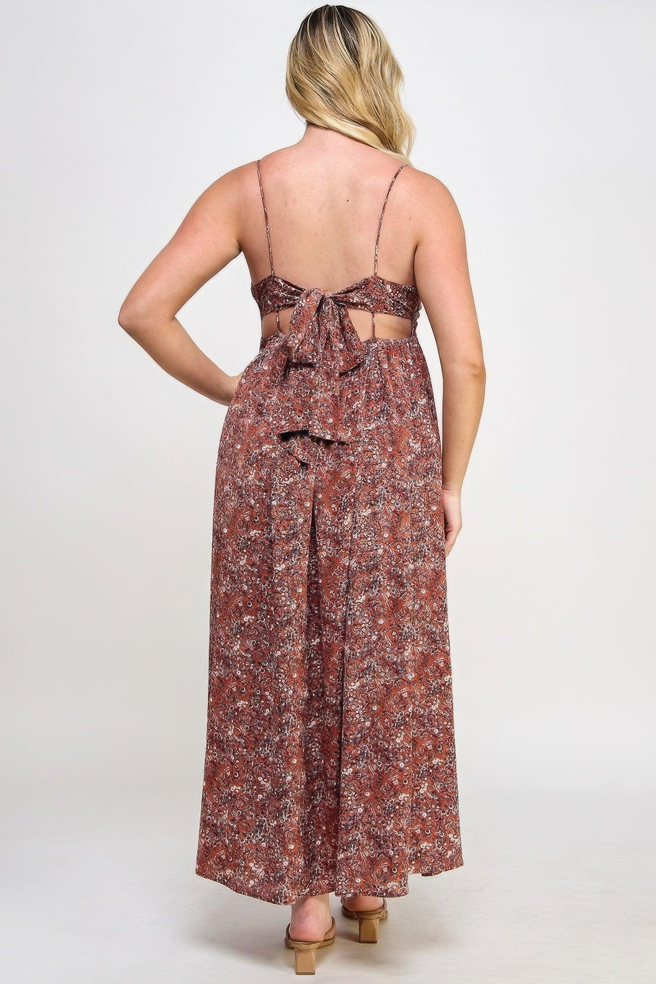 Floral Maxi Dress With Tie Back | Mixtshop LLC