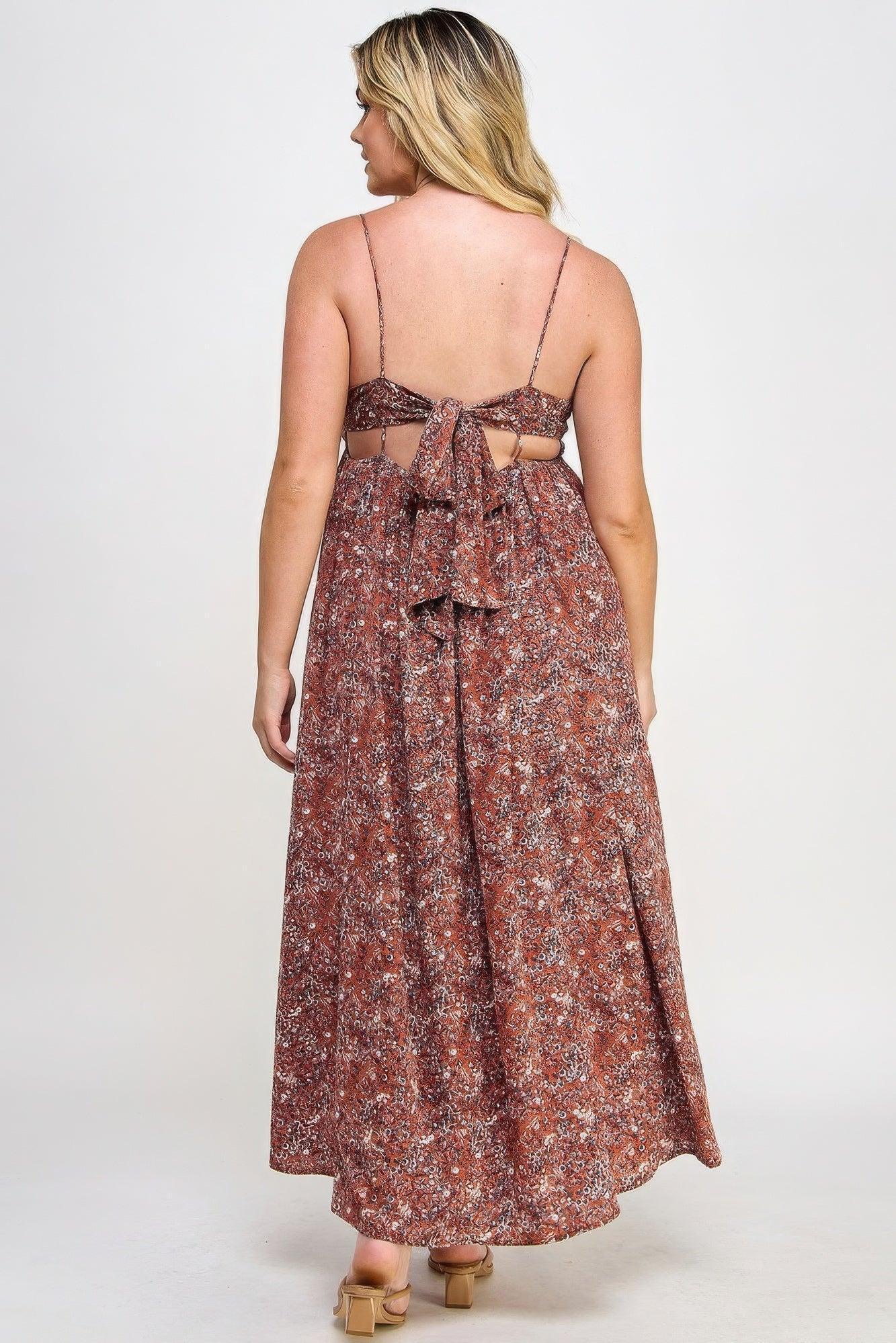 Floral Maxi Dress With Tie Back | Mixtshop LLC