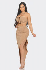 Front Eyelet Buckle Belt Top And Skirt Set | Mixtshop LLC