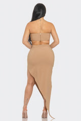 Front Eyelet Buckle Belt Top And Skirt Set | Mixtshop LLC